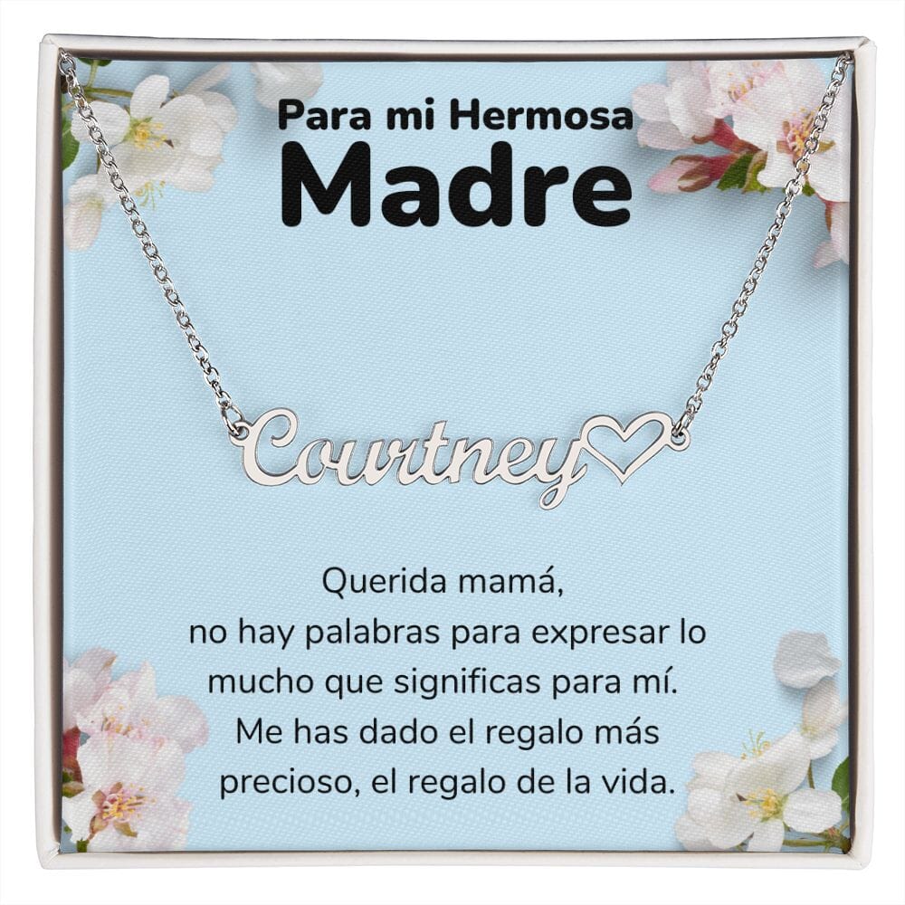 A Mi Madre Hermosa Collar Personalizado Con Nombre Corazón - Mamá Jewelry/NameNecklaceHeart 
