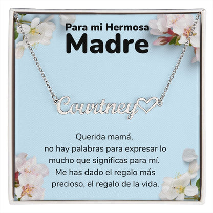 A Mi Madre Hermosa Collar Personalizado Con Nombre Corazón - Mamá Jewelry/NameNecklaceHeart 