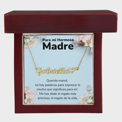 A Mi Madre Hermosa Collar Personalizado Con Nombre Corazón - Mamá Jewelry/NameNecklaceHeart 