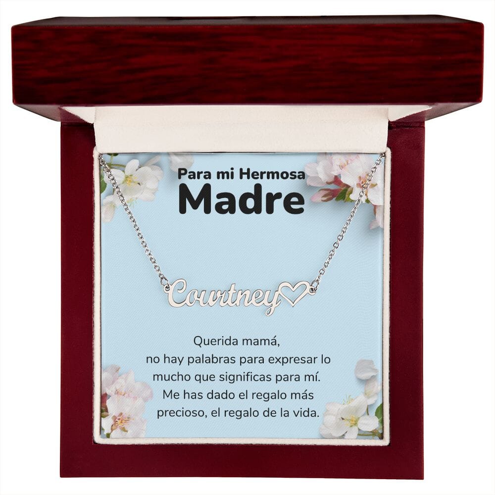 A Mi Madre Hermosa Collar Personalizado Con Nombre Corazón - Mamá Jewelry/NameNecklaceHeart 