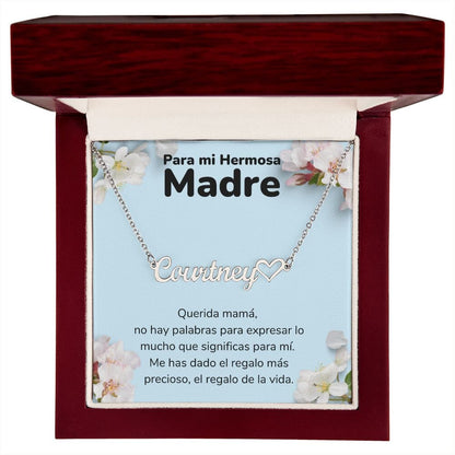 A Mi Madre Hermosa Collar Personalizado Con Nombre Corazón - Mamá Jewelry/NameNecklaceHeart 