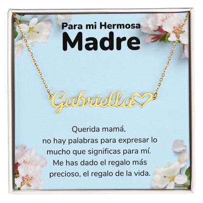 A Mi Madre Hermosa Collar Personalizado Con Nombre Corazón - Mamá Jewelry/NameNecklaceHeart 