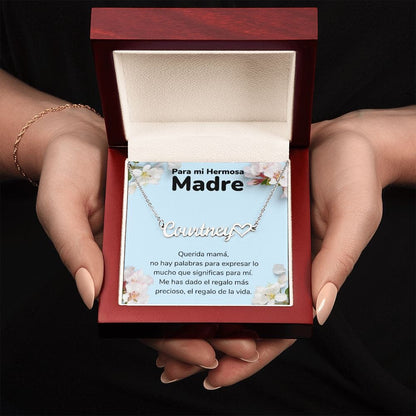 A Mi Madre Hermosa Collar Personalizado Con Nombre Corazón - Mamá Jewelry/NameNecklaceHeart Acero inoxidable pulido Luxury Box 