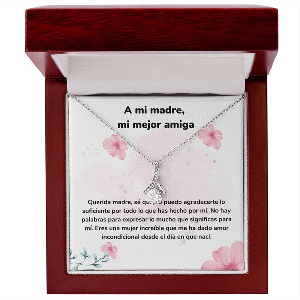 A mi madre, mi mejor amiga - Collar Alluring Beauty - Día de las Madres Jewelry/AlluringBeauty Acabado en oro blanco de 14 k Luxury Box 
