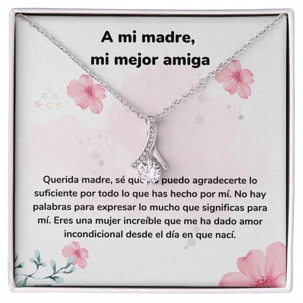 A mi madre, mi mejor amiga - Collar Alluring Beauty - Día de las Madres Jewelry/AlluringBeauty Acabado en oro blanco de 14 k Standard Box 