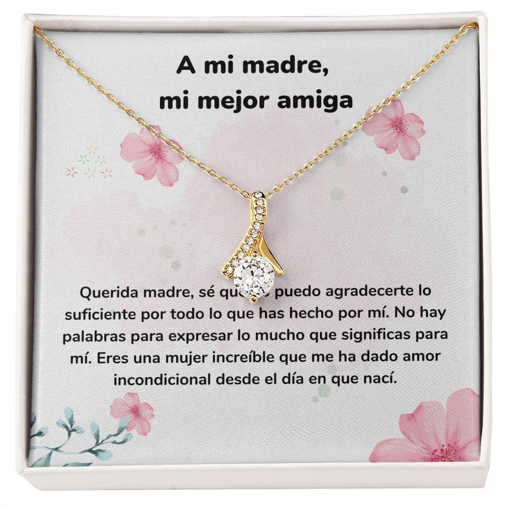 A mi madre, mi mejor amiga - Collar Alluring Beauty - Día de las Madres Jewelry/AlluringBeauty Acabado en Oro Amarillo de 18 quilates. Standard Box 