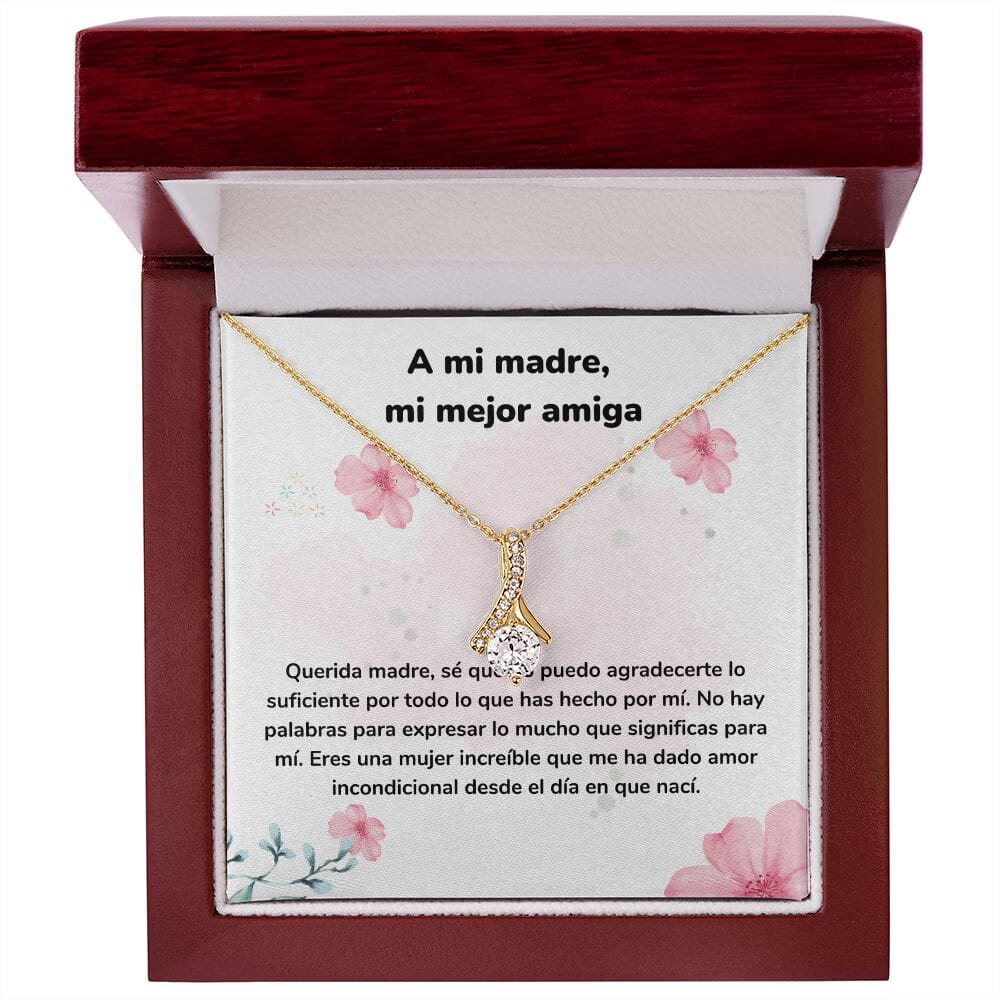 A mi madre, mi mejor amiga - Collar Alluring Beauty - Día de las Madres Jewelry/AlluringBeauty Acabado en Oro Amarillo de 18 quilates. Luxury Box 