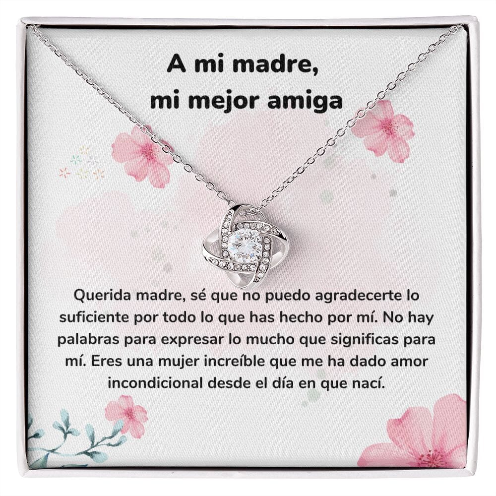 A mi madre, mi mejor amiga - Collar Love KNot - nudo de amor Jewelry/LoveKnot Acabado en oro blanco de 14 k Standard Box 