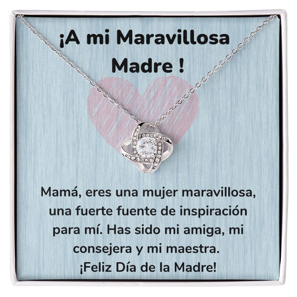 ¡A mi Maravillosa Madre ! Collar Para Mamá Nudo de Amor (LoveKnot) Jewelry/LoveKnot Acabado en oro blanco de 14 k Cajita Estándar (GRATIS) 
