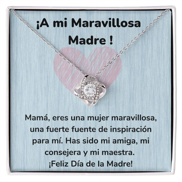 ¡A mi Maravillosa Madre ! Collar Para Mamá Nudo de Amor (LoveKnot) Jewelry/LoveKnot Acabado en oro blanco de 14 k Cajita Estándar (GRATIS) 