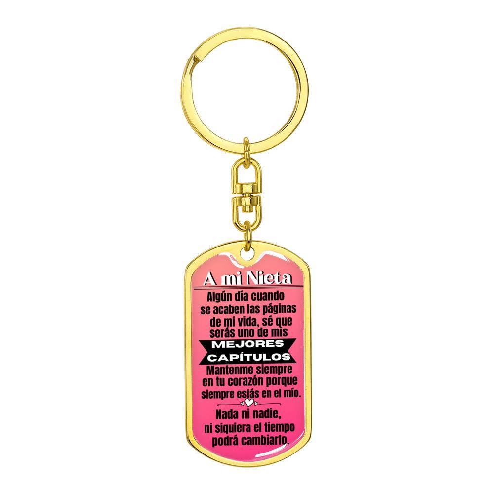 A mi Nieta - Llavero para la Nieta - Mejores Capítulo Jewelry ShineOn Fulfillment Dog Tag with Swivel Keychain (Gold) No 