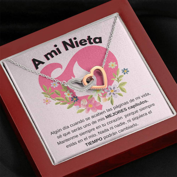 A MI NIETA - Los mejores capítulos de mi vida - Corazones entrelazados Jewelry/InterlockingHearts Caja de madera de Lujo con luz LED - Mahogany 