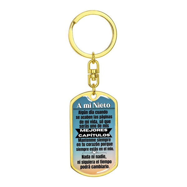 A mi Nieto - Llavero para el Nieto - Mejores Capítulo Jewelry ShineOn Fulfillment Dog Tag with Swivel Keychain (Gold) No 