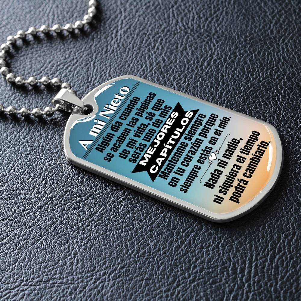 To my Grandson The Best Chapters Military Plate Necklace