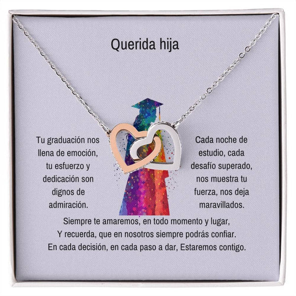 Abrazo Eterno: Un Collar de Corazones para Su Triunfo Jewelry/InterlockingHearts Acero Inoxidable Pulido &amp; Acabado en Oro Rosa. Standard Box 