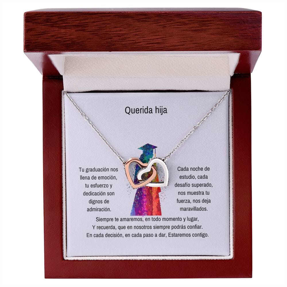 Abrazo Eterno: Un Collar de Corazones para Su Triunfo Jewelry/InterlockingHearts Acero Inoxidable Pulido &amp; Acabado en Oro Rosa. Luxury Box 