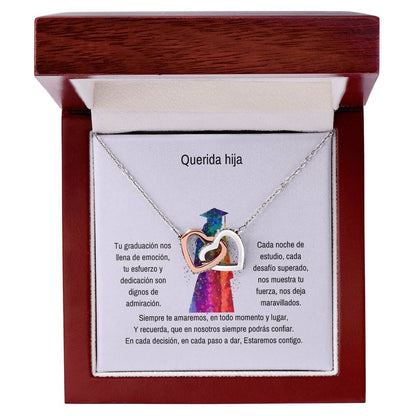 Abrazo Eterno: Un Collar de Corazones para Su Triunfo Jewelry/InterlockingHearts Acero Inoxidable Pulido &amp; Acabado en Oro Rosa. Luxury Box 