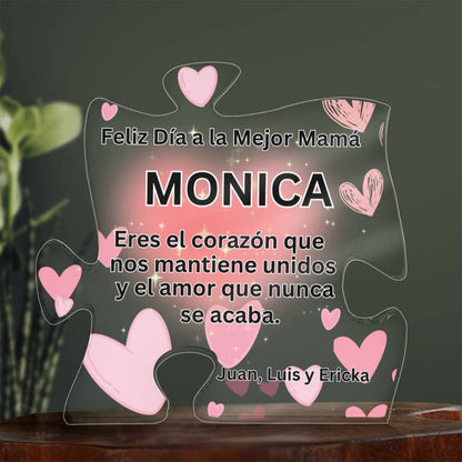 Acrílico Corazón: Feliz Día a la Mejor Mamá. Eres el corazón que nos mantiene unidos... Acrylic/Square 