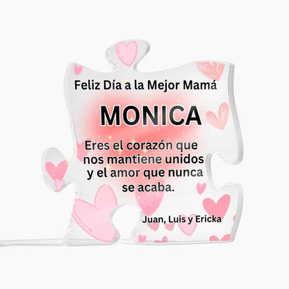 Acrílico Corazón: Feliz Día a la Mejor Mamá. Eres el corazón que nos mantiene unidos... Acrylic/Square 