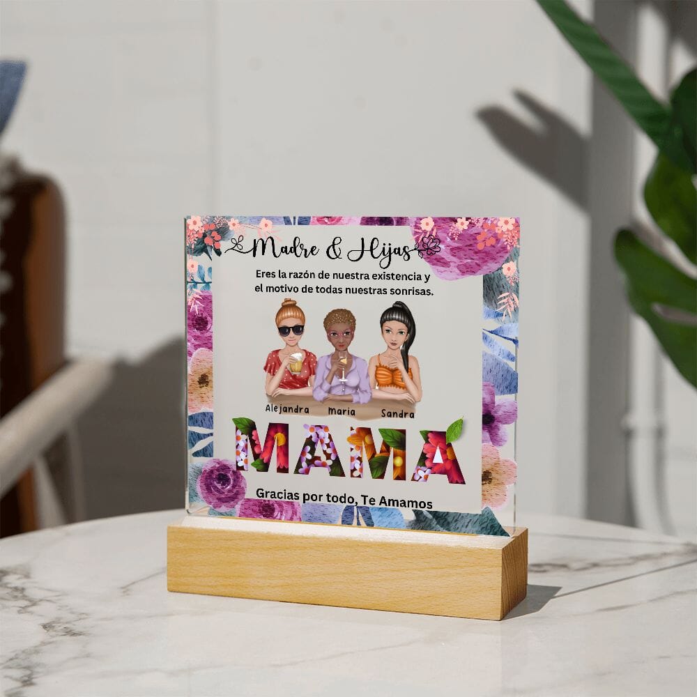 Acrílico Cristalino Madre e Hijas - Personalizado Acrylic/Square Base de Madera sin Luz LED 