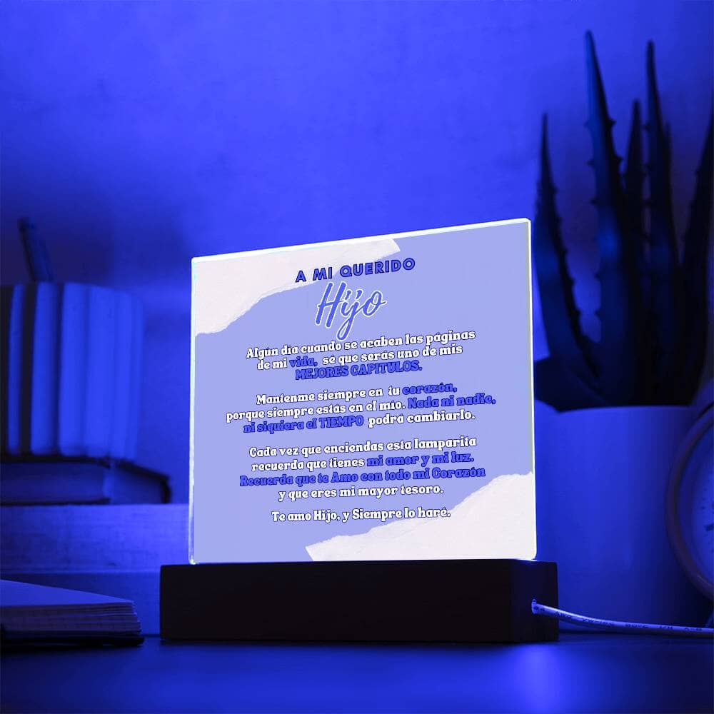 "Acrílico Iluminado con Mensaje para Hijo: Una Lámpara LED que Enciende el Corazón y el Alma" Acrylic/Square ShineOn Fulfillment 