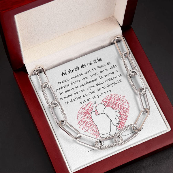 Al Amor de mi vida -Collar Por siempre enlazados - Forever Linked - White card Jewelry 14K White Gold Finish 