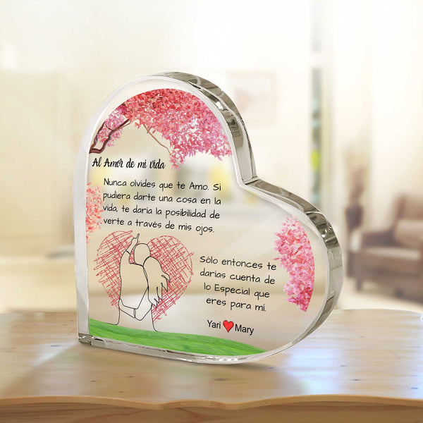 Al Amor de mi vida - Regalo Perfecto -Placa cristalina Personalizada Acrylic/Heart ShineOn Fulfillment 