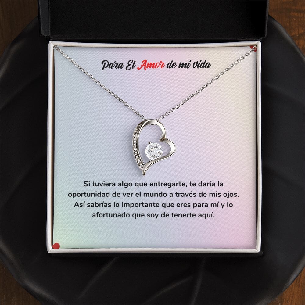 Amor de Siempre - Collar Regalo de Amor Jewelry Acabado en oro blanco de 14 k Cajita Estandard (Gratis) 