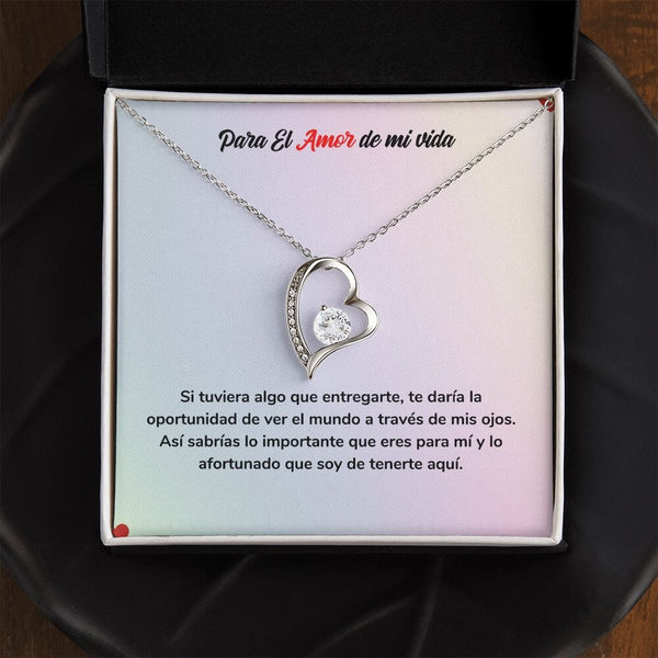 Amor de Siempre - Collar Regalo de Amor Jewelry Acabado en oro blanco de 14 k Cajita Estandard (Gratis) 