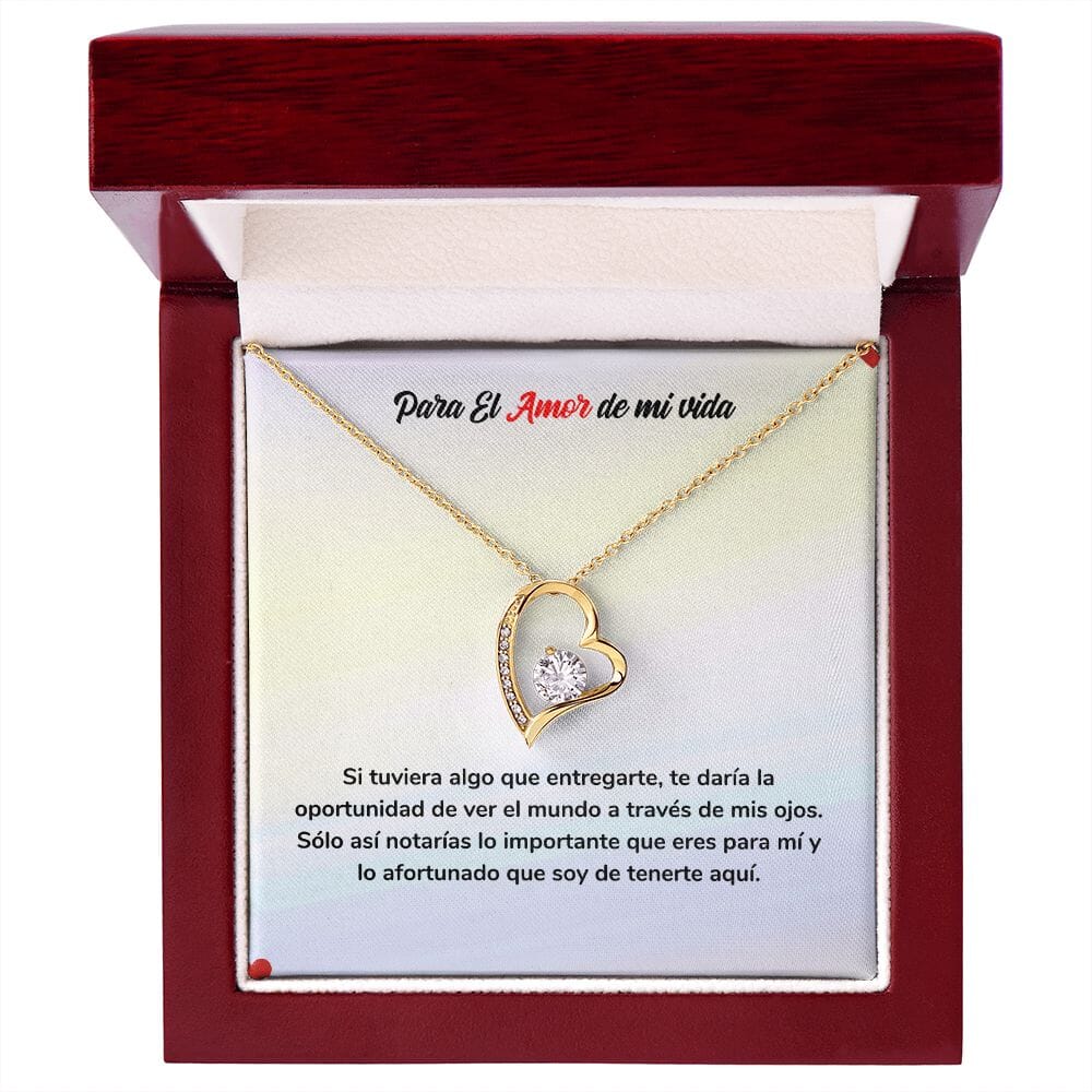 Amor Eterno - Collar Regalo de Amor Jewelry ShineOn Fulfillment Acabado en Oro Amarillo de 18 quilates. Cajita de Lujo con Luz Led 