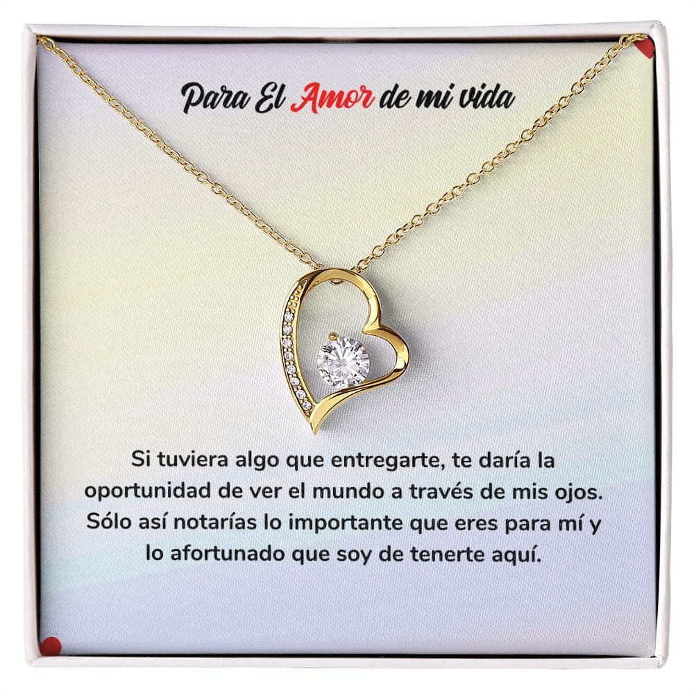 Amor Eterno - Collar Regalo de Amor Jewelry Acabado en Oro Amarillo de 18 quilates. Cajita Estandard (Gratis) 