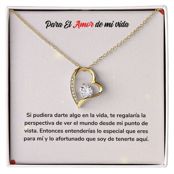Amor Eterno - Collar Regalo de Amor para el Amor de mi Vida Jewelry Acabado en Oro Amarillo de 18 quilates. Cajita Estandard (Gratis) 