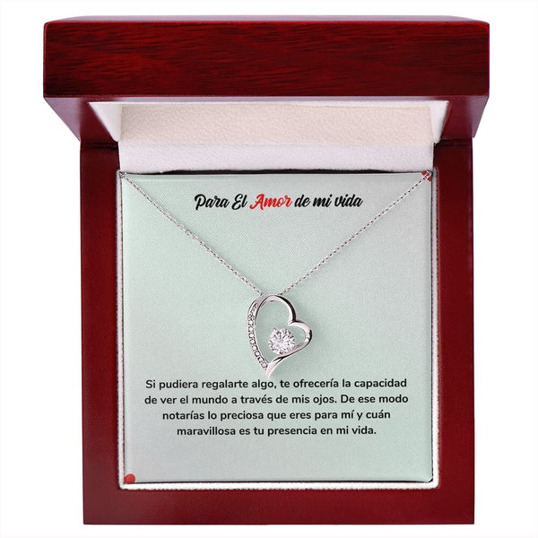 Amor Eterno para Siempre - Collar Regalo de Amor Jewelry ShineOn Fulfillment Acabado en oro blanco de 14 k Cajita de Lujo con Luz Led 