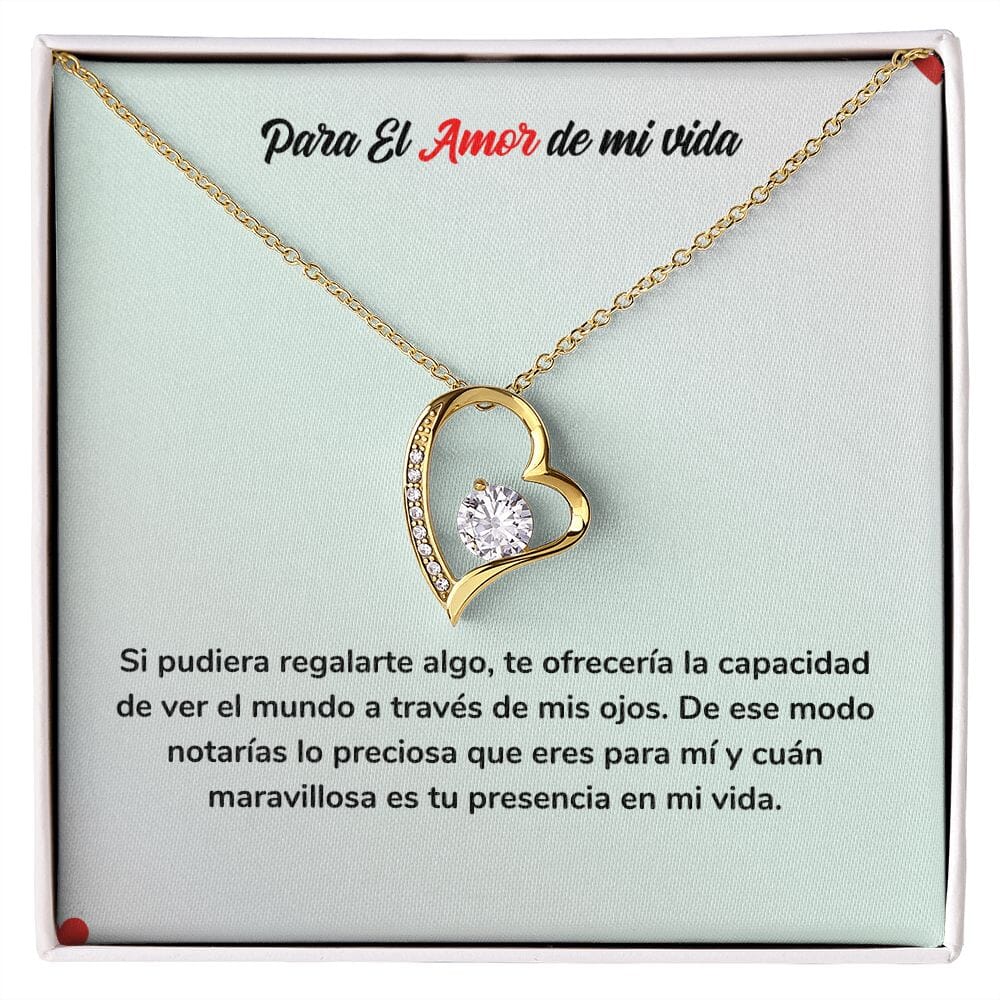 Amor Eterno para Siempre - Collar Regalo de Amor Jewelry Acabado en Oro Amarillo de 18 quilates. Cajita Estandard (Gratis) 