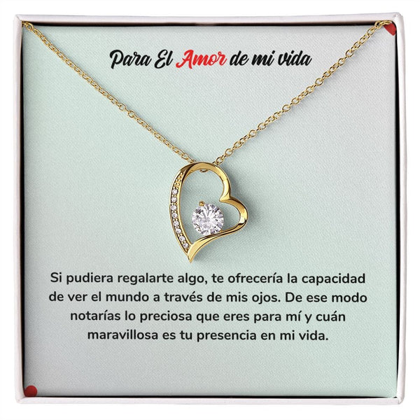 Amor Eterno para Siempre - Collar Regalo de Amor Jewelry Acabado en Oro Amarillo de 18 quilates. Cajita Estandard (Gratis) 