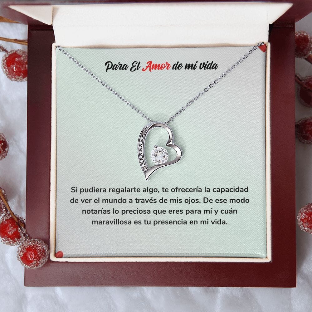 Amor Eterno para Siempre - Collar Regalo de Amor Jewelry ShineOn Fulfillment Acabado en oro blanco de 14 k Cajita de Lujo con Luz Led 