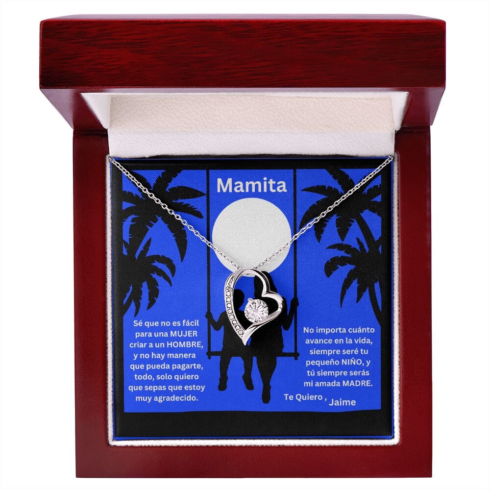 Amor y Gratitud Eterna: El Vínculo Inquebrantable entre Madre e Hijo - Collar Forever Love Jewelry/ForeverLove Acabado en oro blanco de 14 k Luxury Box 