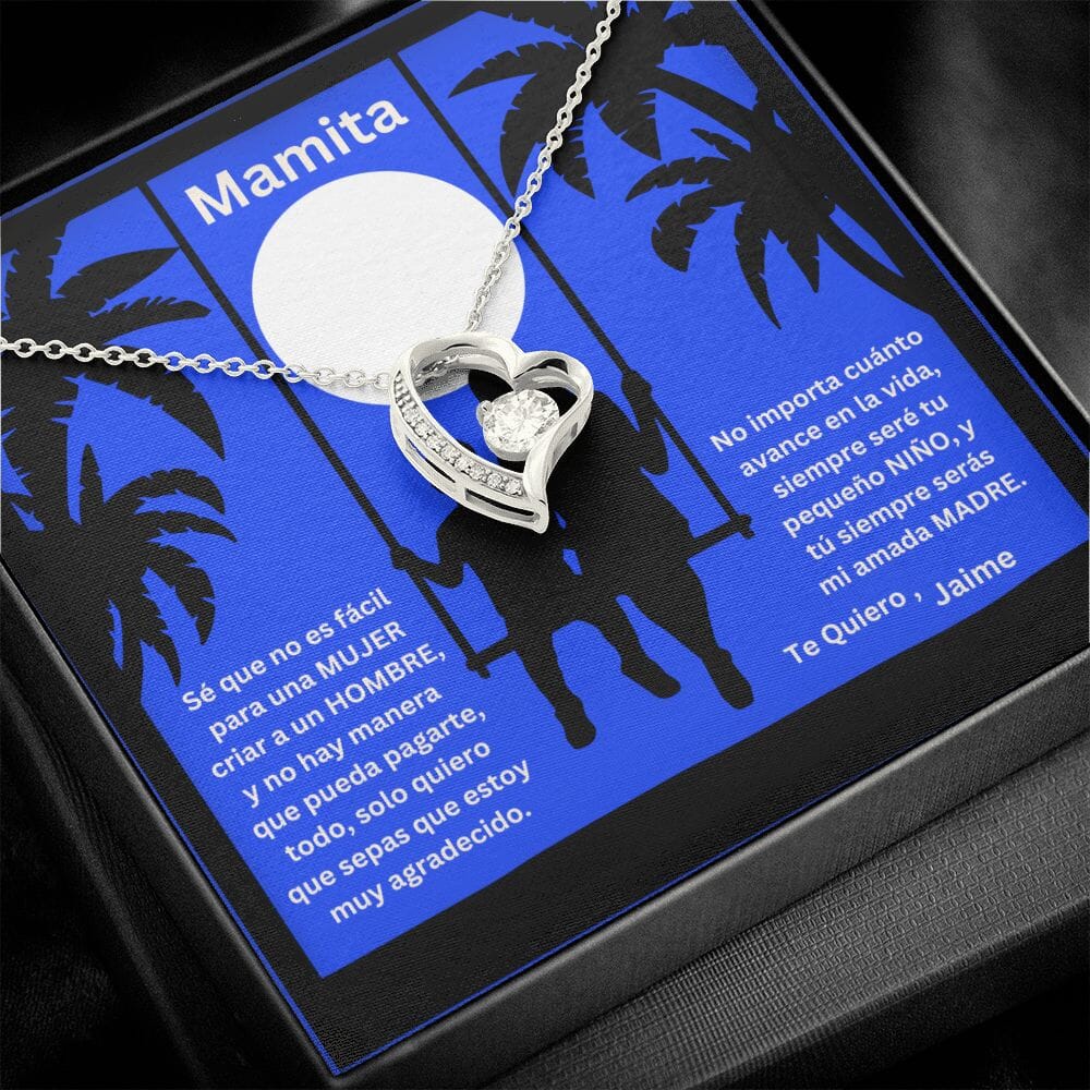 Amor y Gratitud Eterna: El Vínculo Inquebrantable entre Madre e Hijo - Collar Forever Love Jewelry/ForeverLove Acabado en oro blanco de 14 k Standard Box 