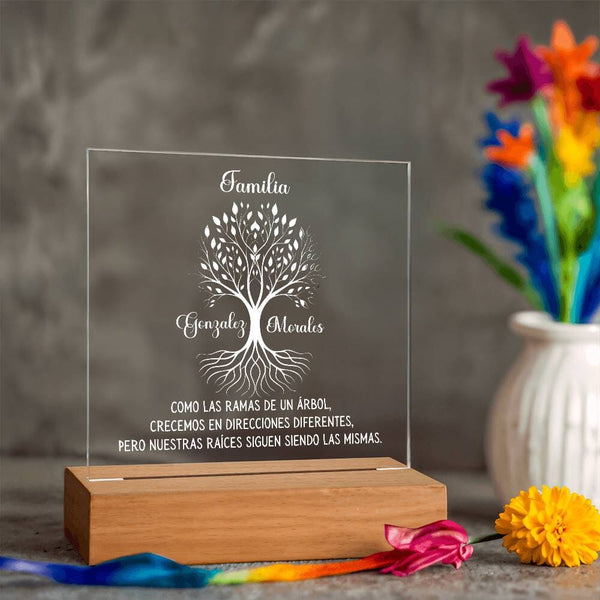 Árbol Familiar de Raíces - Placa de Acrílico Personalizable con Iluminación LED Acrylic/Square ShineOn Fulfillment 