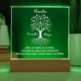 Árbol Familiar de Raíces - Placa de Acrílico Personalizable con Iluminación LED Acrylic/Square ShineOn Fulfillment 