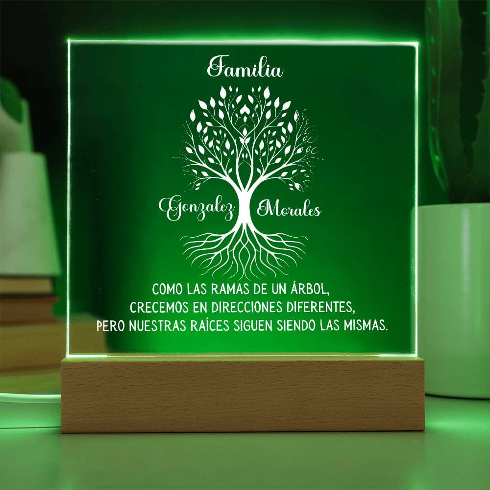 Árbol Familiar de Raíces - Placa de Acrílico Personalizable con Iluminación LED Acrylic/Square ShineOn Fulfillment 