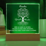 Árbol Familiar de Raíces - Placa de Acrílico Personalizable con Iluminación LED Acrylic/Square ShineOn Fulfillment LED a Baterías/Base Madera (más vendido) 