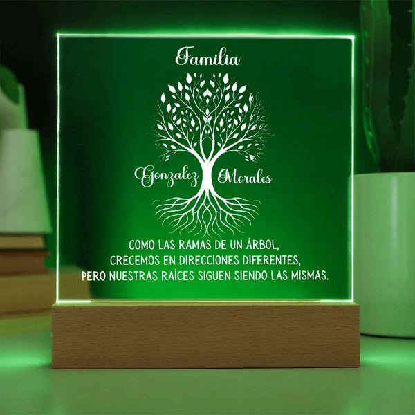 Árbol Familiar de Raíces - Placa de Acrílico Personalizable con Iluminación LED Acrylic/Square ShineOn Fulfillment LED a Baterías/Base Madera (más vendido) 