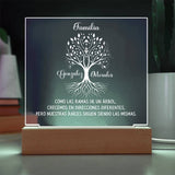 Árbol Familiar de Raíces - Placa de Acrílico Personalizable con Iluminación LED Acrylic/Square ShineOn Fulfillment LED Cable USB/Base Madera 