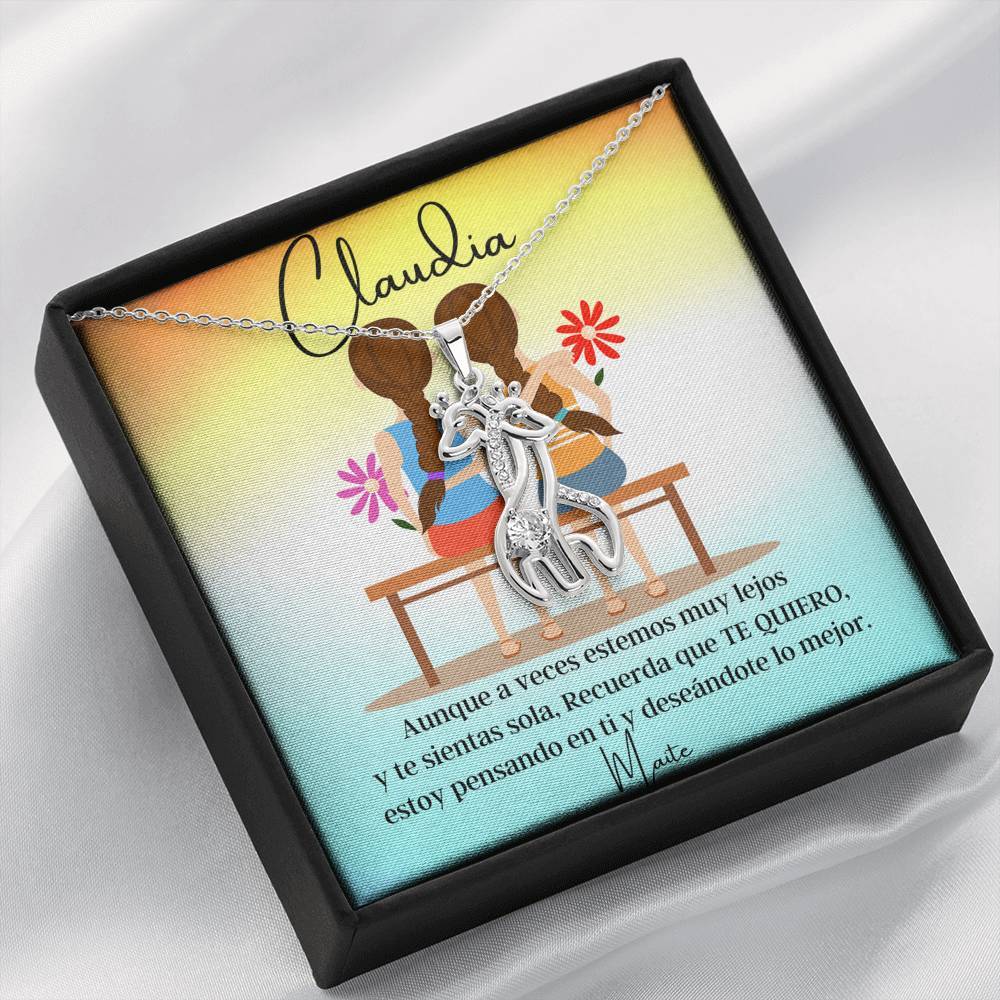 Aunque a veces te sientas sola…- Collar 2 Jirafas. Personaliza la tarjeta para esa persona que amas y está lejos, para hermana, amiga, prima… Jewelry 
