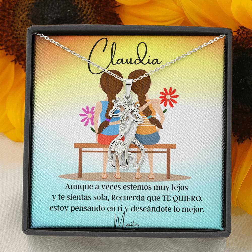 Aunque a veces te sientas sola…- Collar 2 Jirafas. Personaliza la tarjeta para esa persona que amas y está lejos, para hermana, amiga, prima… Jewelry 
