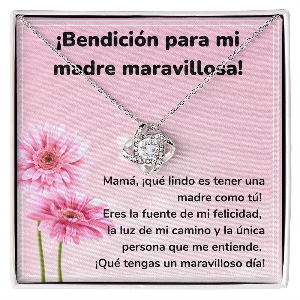 ¡Bendición para mi madre maravillosa! Collar Para Mamá Nudo de Amor (LoveKnot) Jewelry ShineOn Fulfillment Acabado en oro blanco de 14 k Cajita Estándar (GRATIS) 