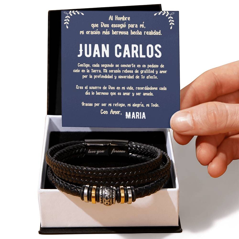 Brazalete de Cuero Personalizado 'Love You Forever' con Tarjeta de Mensaje para Esposo - Solo Venta Online Jewelry <p>Caja de Dos Tonos</p> 