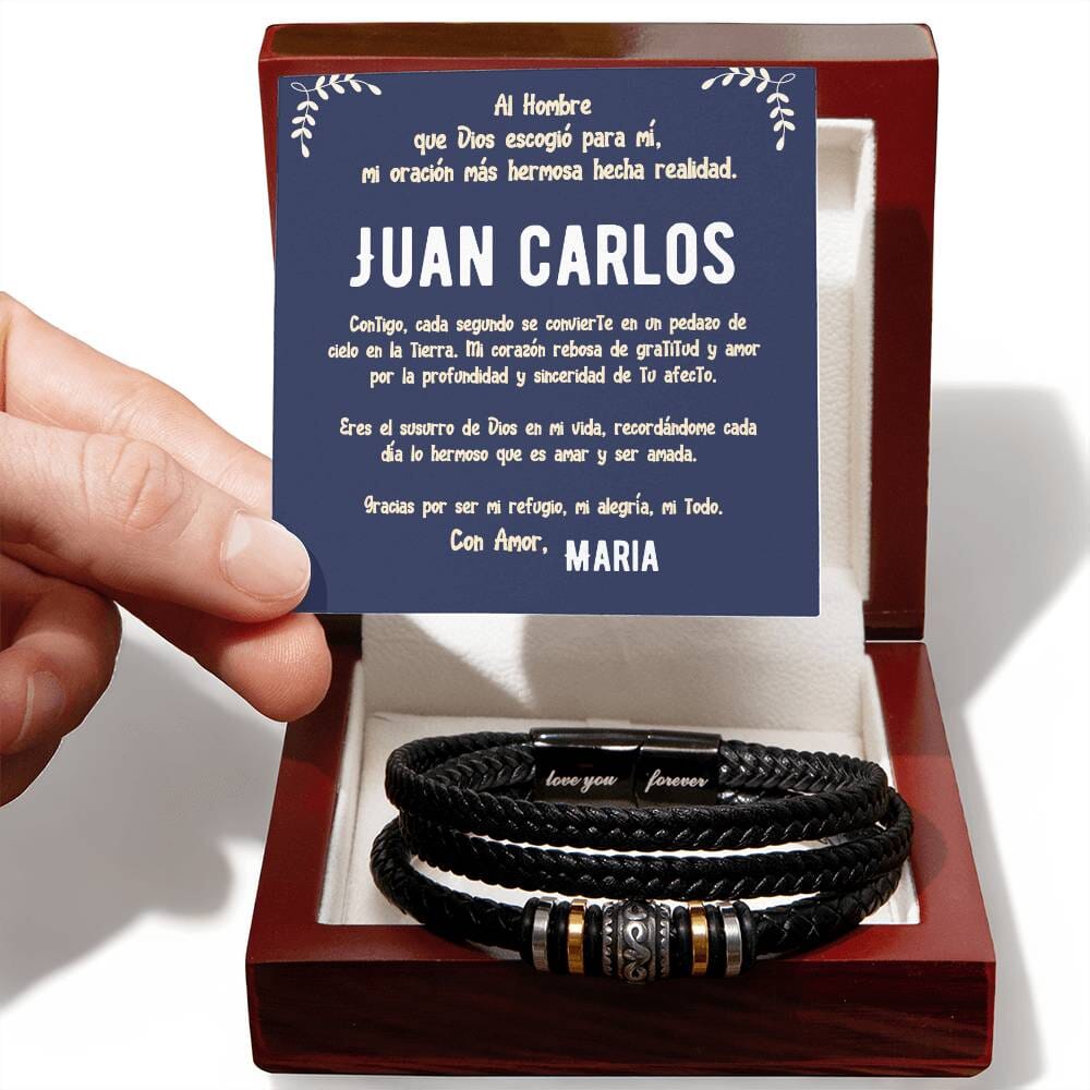 Brazalete de Cuero Personalizado 'Love You Forever' con Tarjeta de Mensaje para Esposo - Solo Venta Online Jewelry <p>Caja de Lujo c/LED</p> 