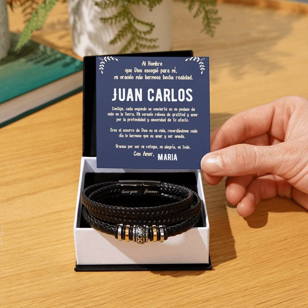 Brazalete de Cuero Personalizado 'Love You Forever' con Tarjeta de Mensaje para Esposo - Solo Venta Online Jewelry 